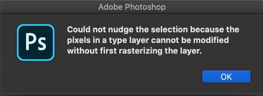 Photoshop nudge error