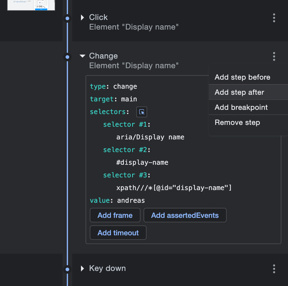 Edit user flow steps